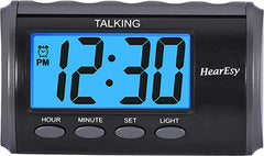 Talking Alarm Clock for Visually Impaired - LDay Clock for Seniors - Battery Operated Large Display Alarm Clock by HearEasy 1714