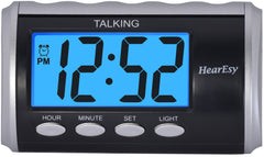 Talking Alarm Clock for Visually Impaired - Day Clock for Seniors - Battery Operated Large Display Alarm Clock by HearEasy 1714-IPS